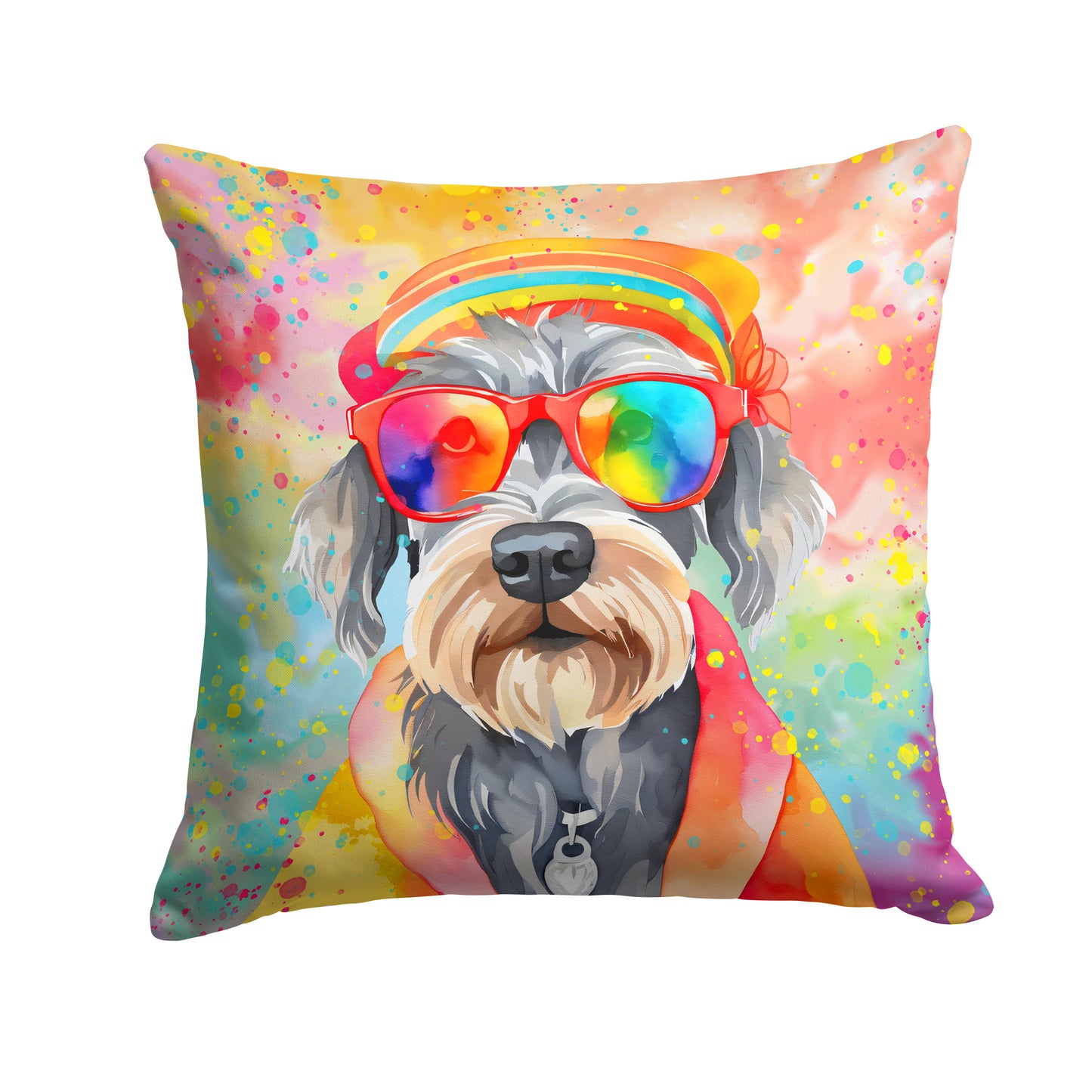 Buy this Schnauzer Hippie Dawg Throw Pillow