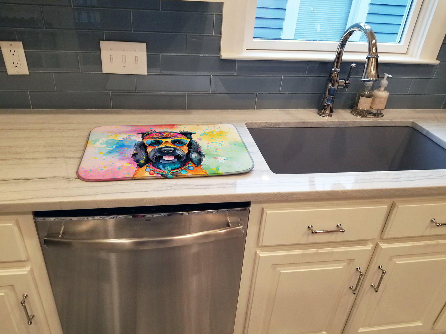 Scottish Terrier Hippie Dawg Dish Drying Mat