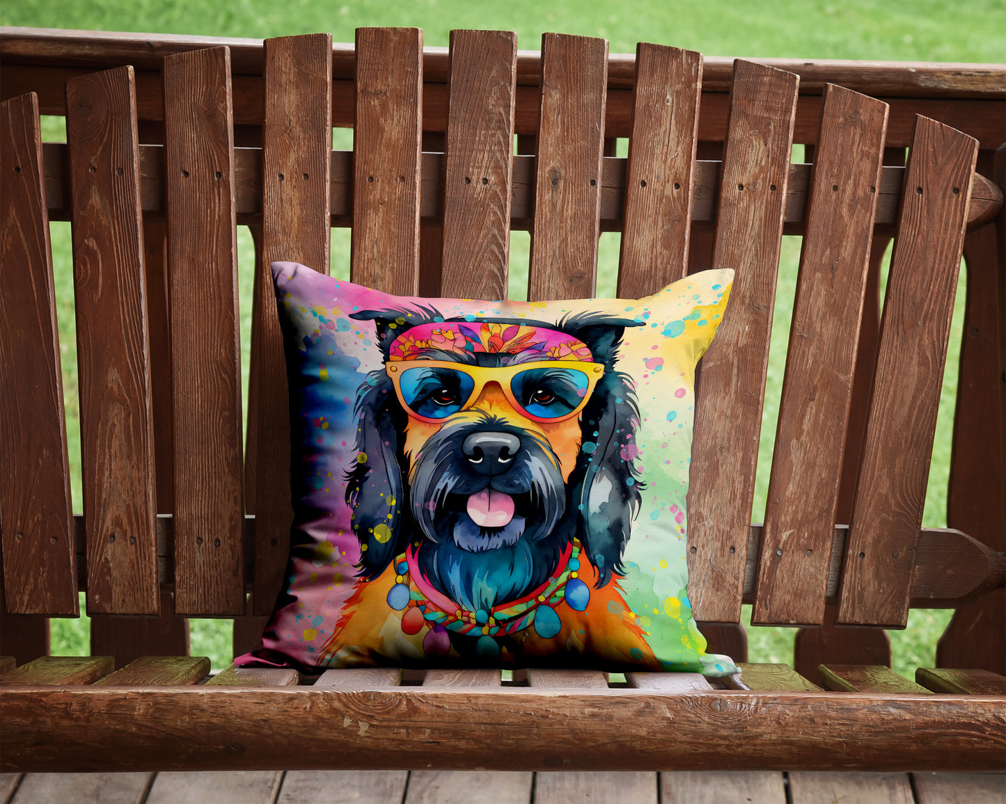 Scottish Terrier Hippie Dawg Throw Pillow