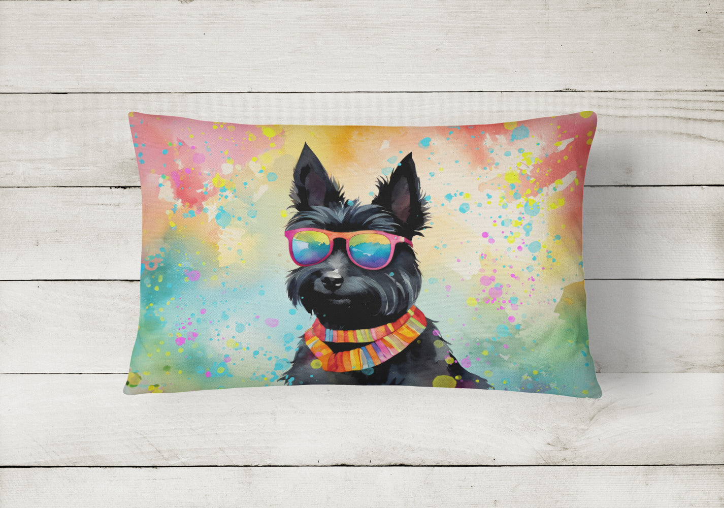 Scottish Terrier Hippie Dawg Throw Pillow