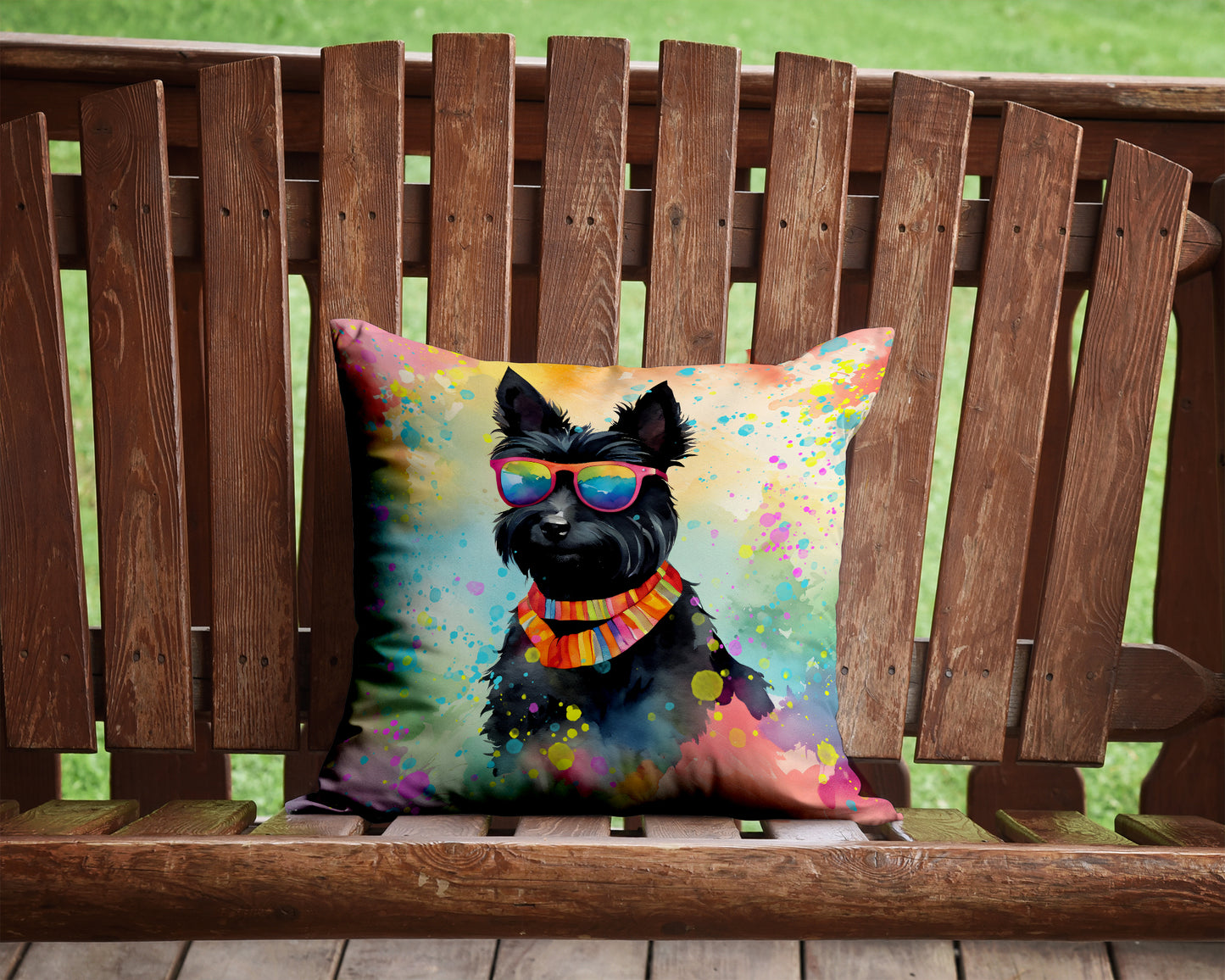 Scottish Terrier Hippie Dawg Throw Pillow