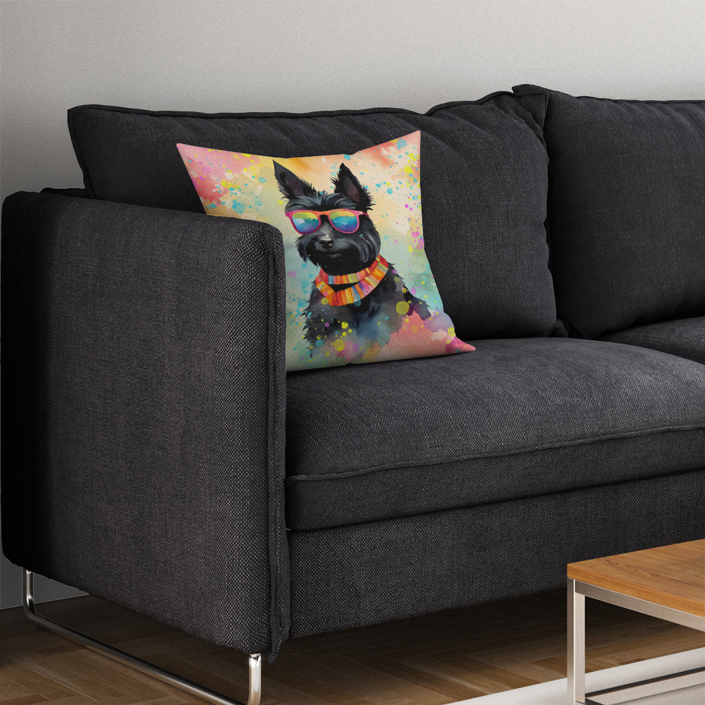 Scottish Terrier Hippie Dawg Throw Pillow