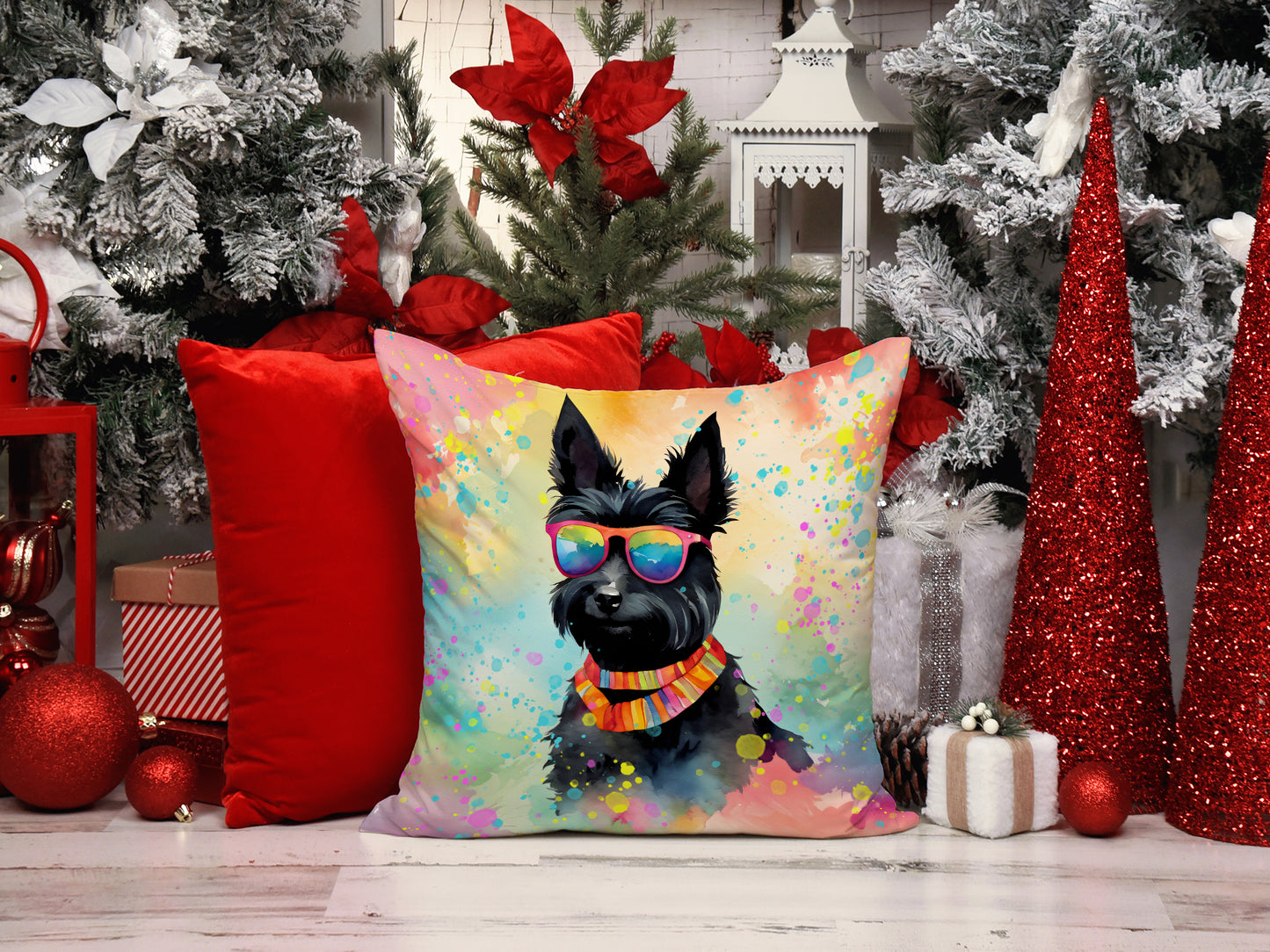 Scottish Terrier Hippie Dawg Throw Pillow