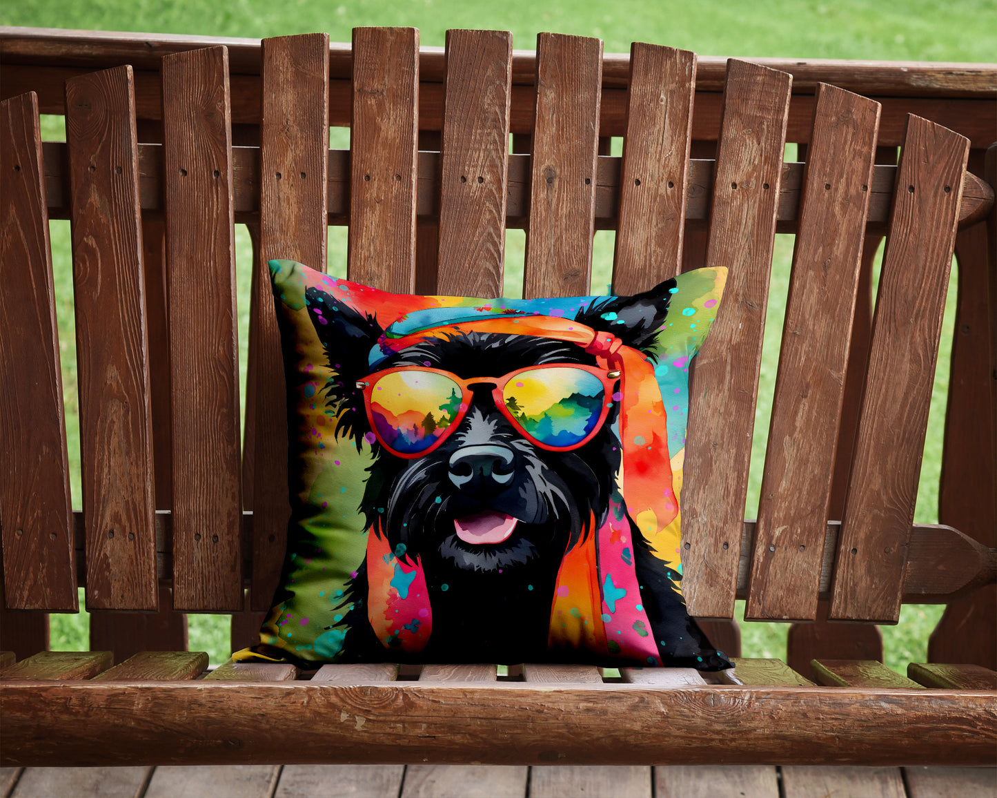 Scottish Terrier Hippie Dawg Throw Pillow