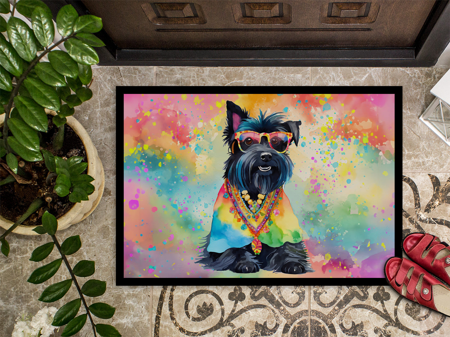 Scottish Terrier Hippie Dawg Doormat