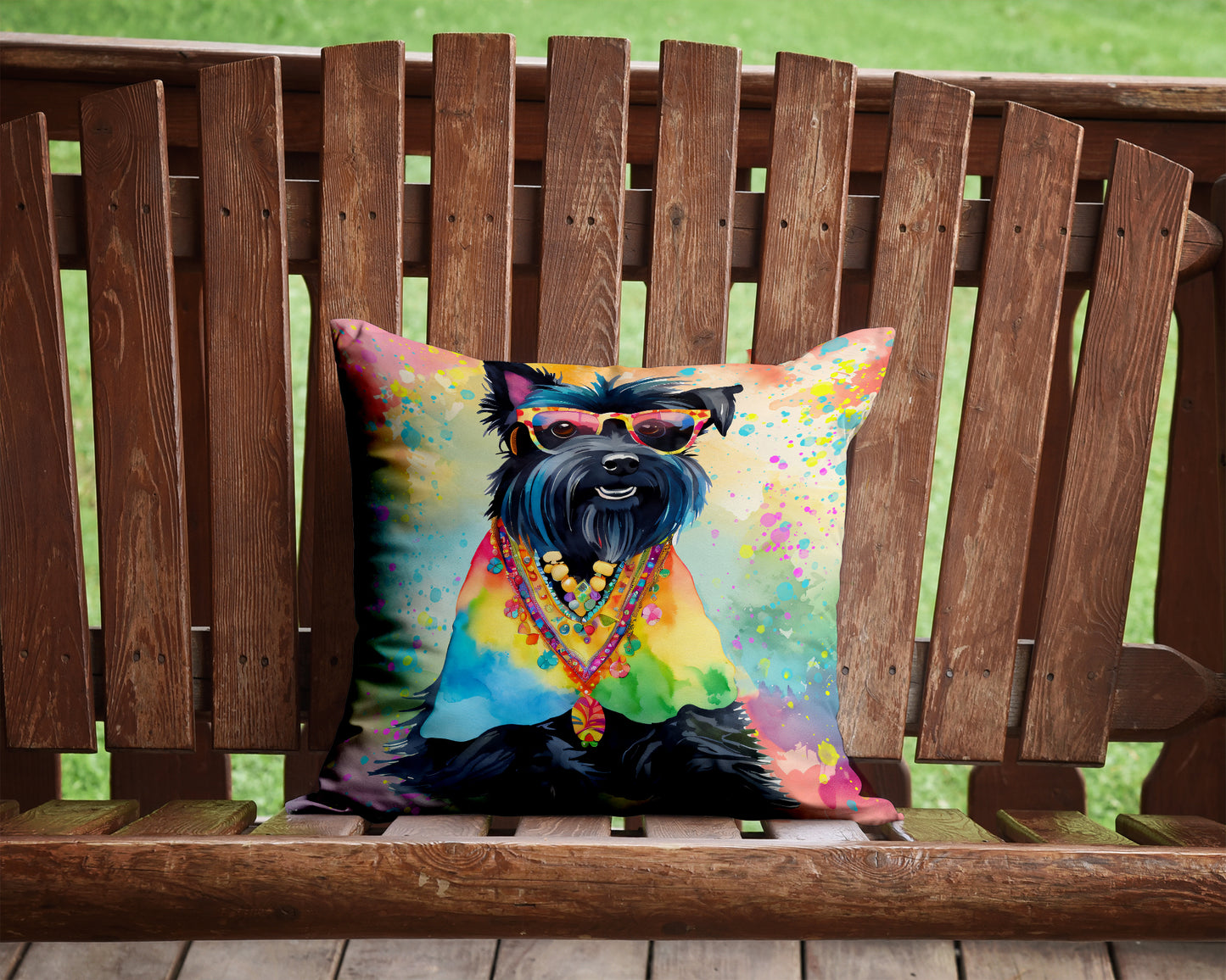 Scottish Terrier Hippie Dawg Throw Pillow