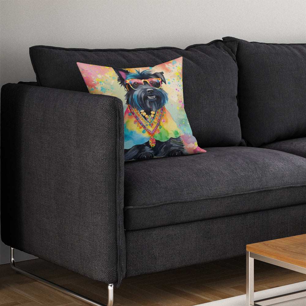 Scottish Terrier Hippie Dawg Throw Pillow