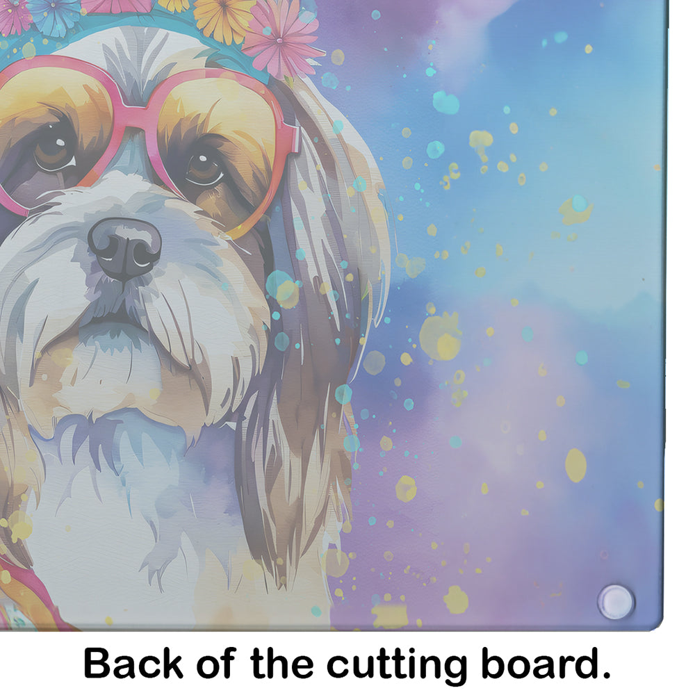 Shih Tzu Hippie Dawg Glass Cutting Board