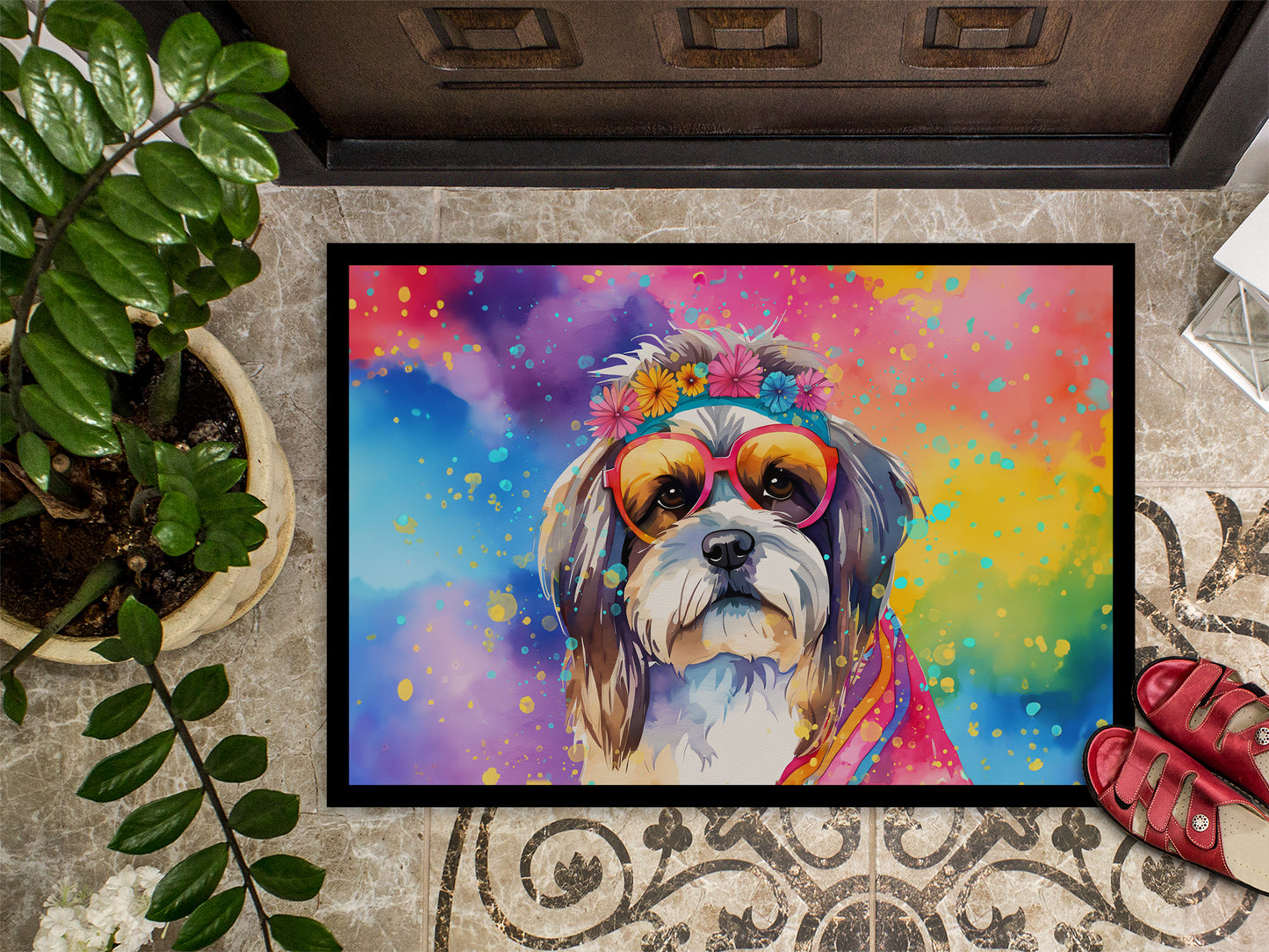 Shih Tzu Hippie Dawg Doormat