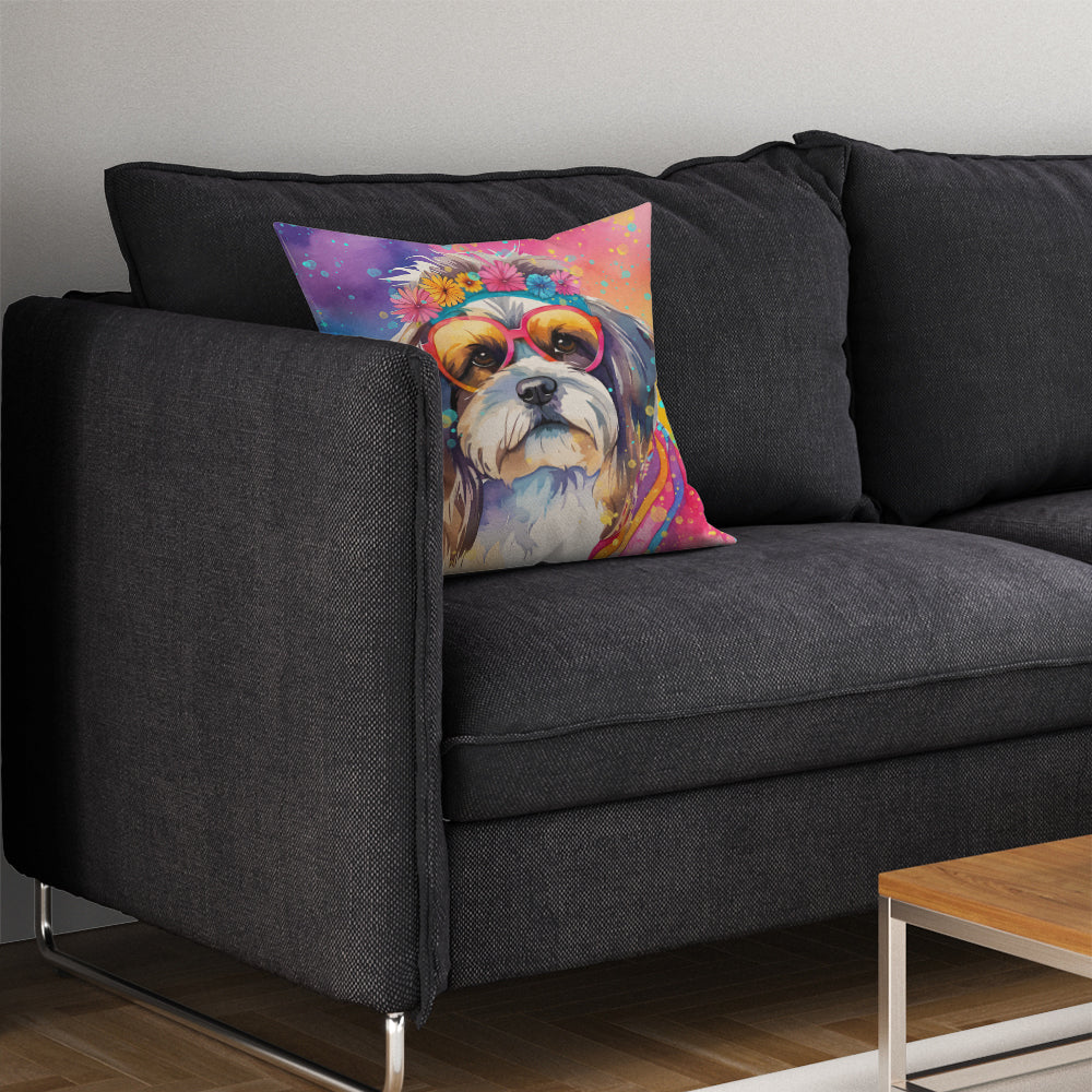 Shih Tzu Hippie Dawg Throw Pillow