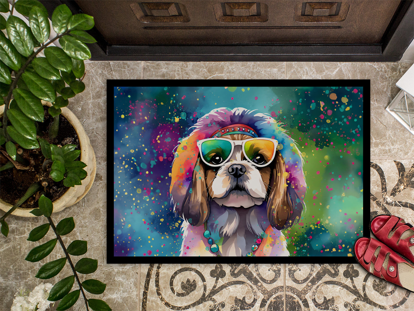 Shih Tzu Hippie Dawg Doormat