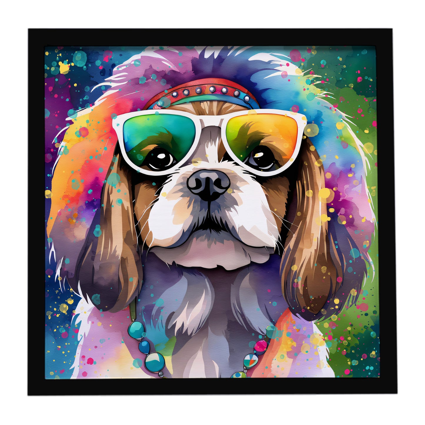 Buy this Shih Tzu Hippie Dawg Framed Metal Print