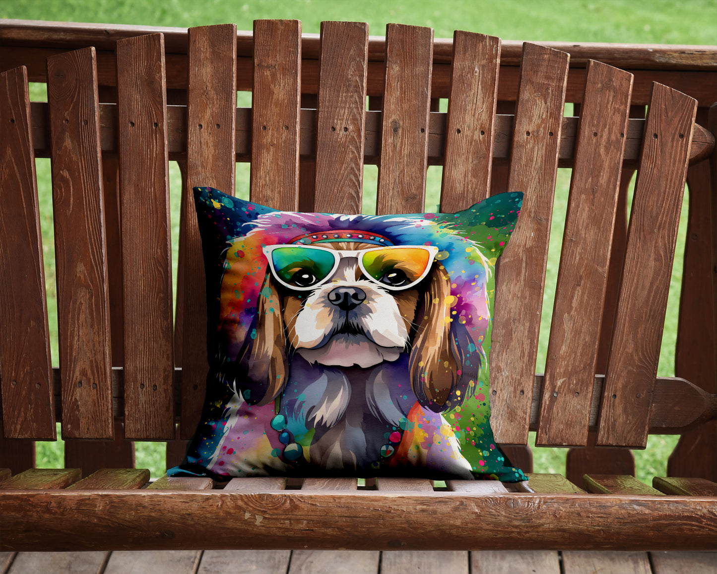 Shih Tzu Hippie Dawg Throw Pillow