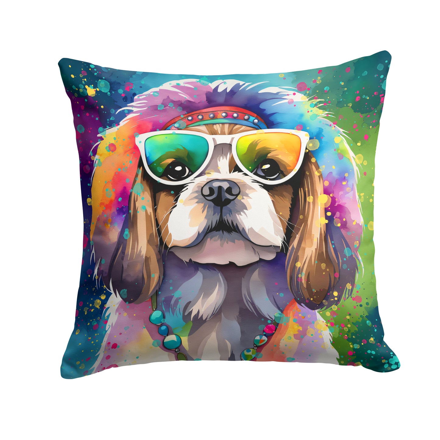 Buy this Shih Tzu Hippie Dawg Throw Pillow