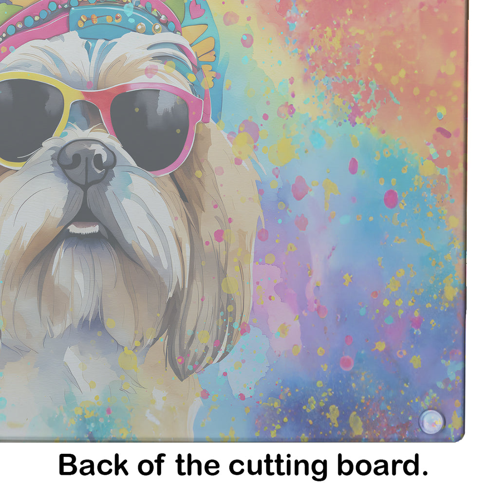 Shih Tzu Hippie Dawg Glass Cutting Board