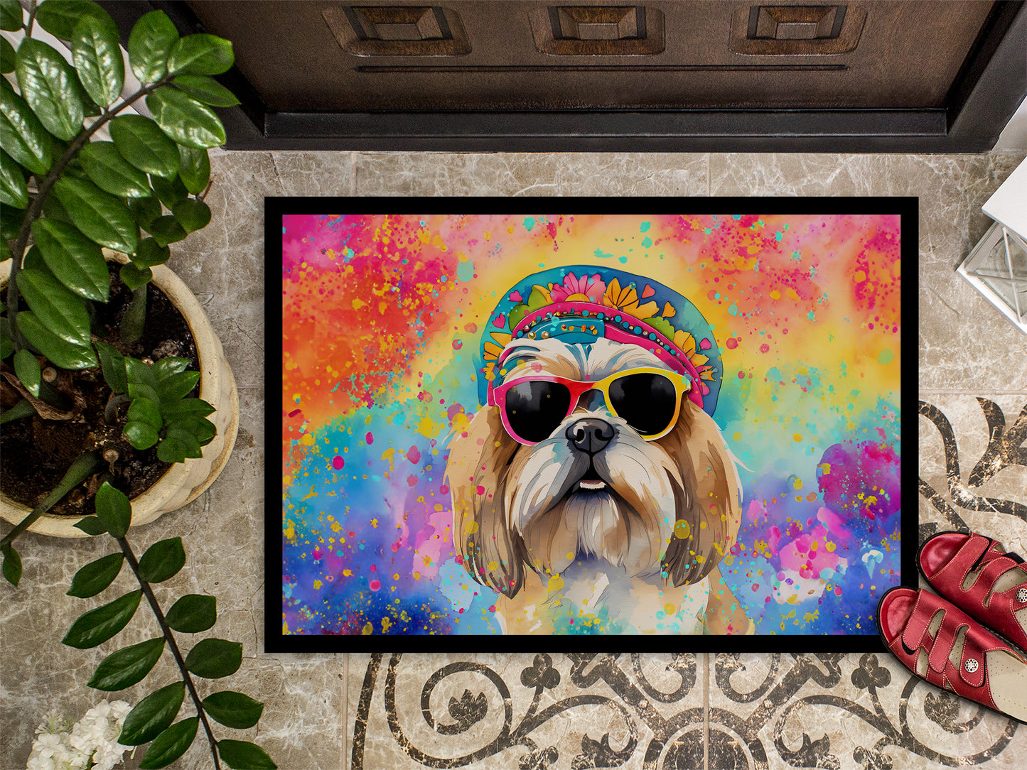 Shih Tzu Hippie Dawg Doormat