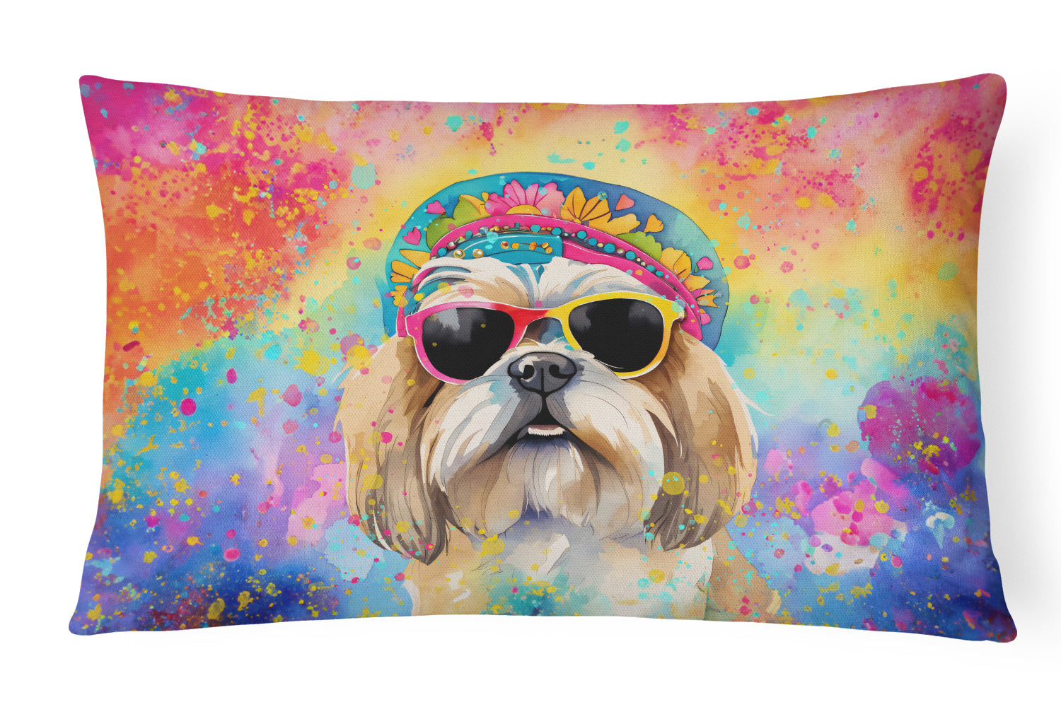 Buy this Shih Tzu Hippie Dawg Throw Pillow