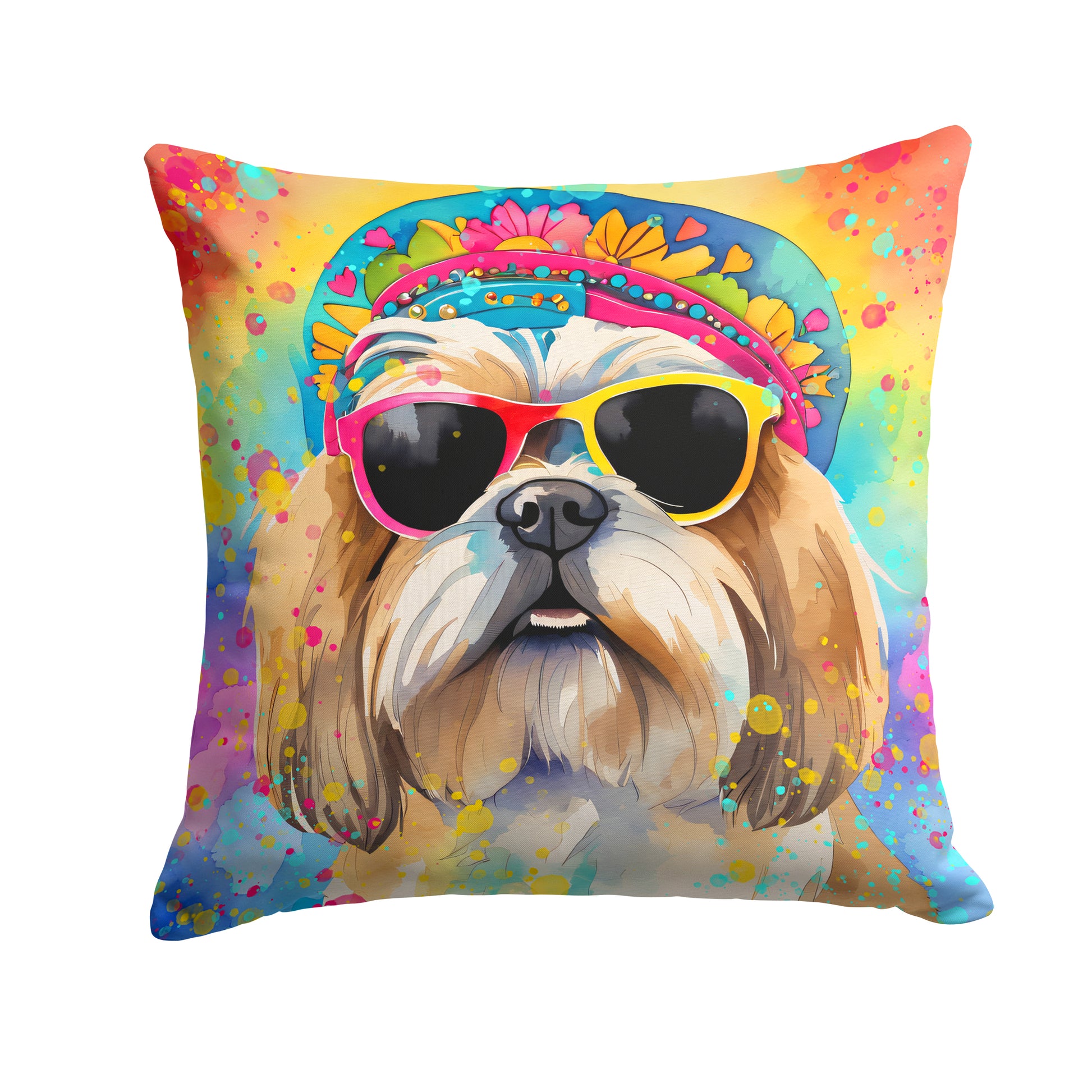 Buy this Shih Tzu Hippie Dawg Throw Pillow