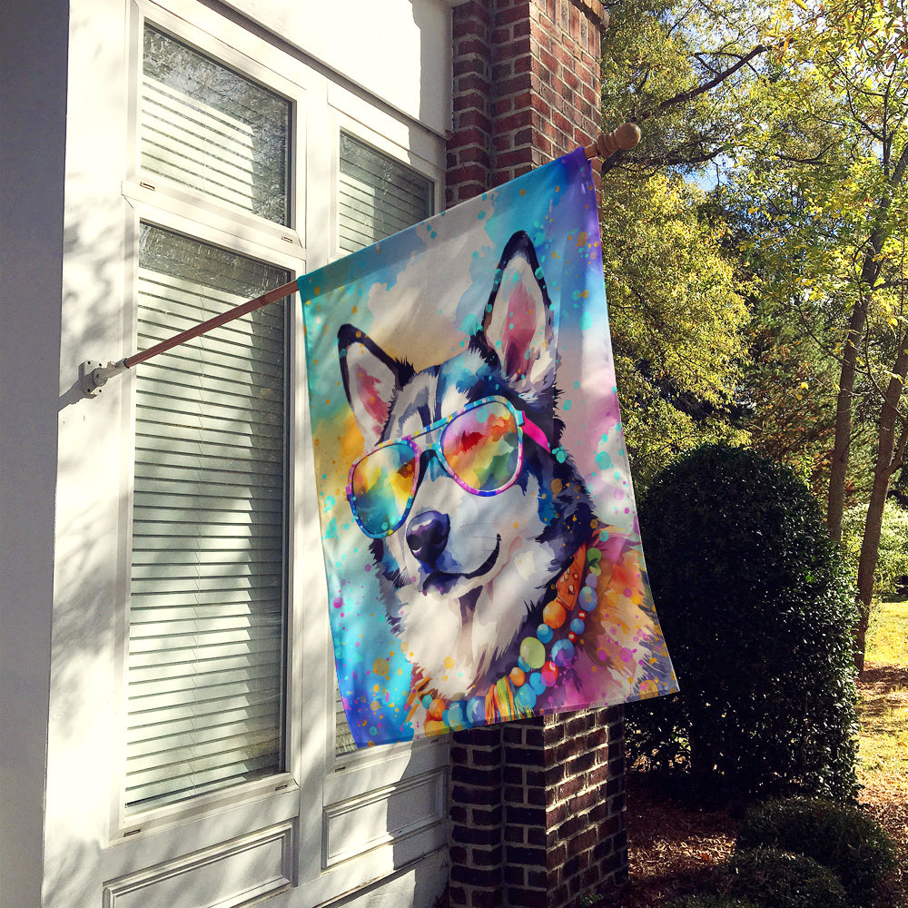 Siberian Husky Hippie Dawg House Flag