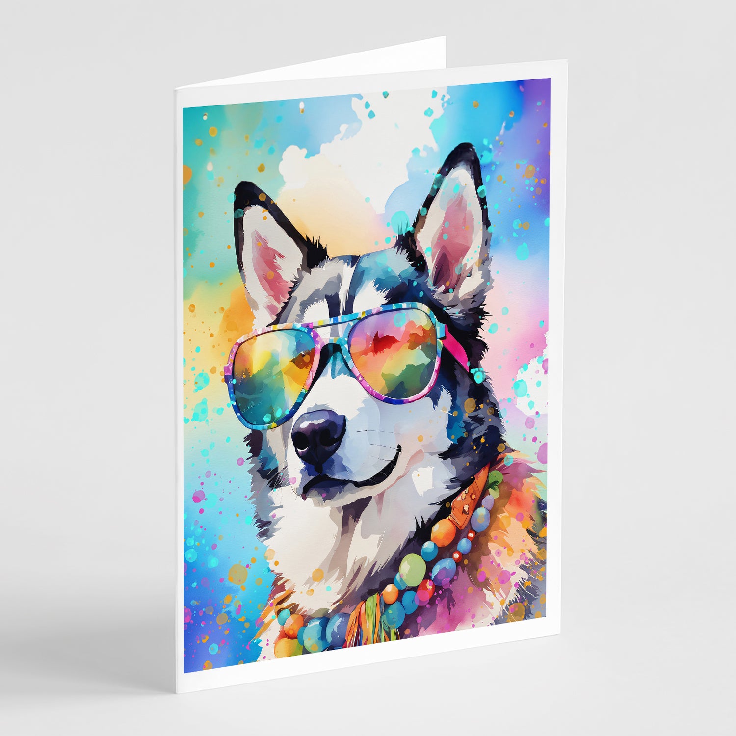 Buy this Siberian Husky Hippie Dawg Greeting Cards Pack of 8