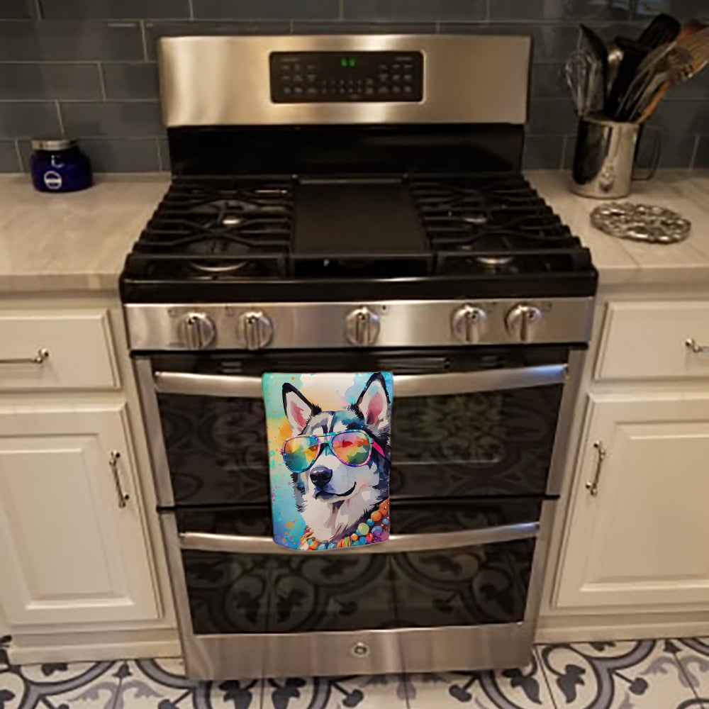 Siberian Husky Hippie Dawg Kitchen Towel