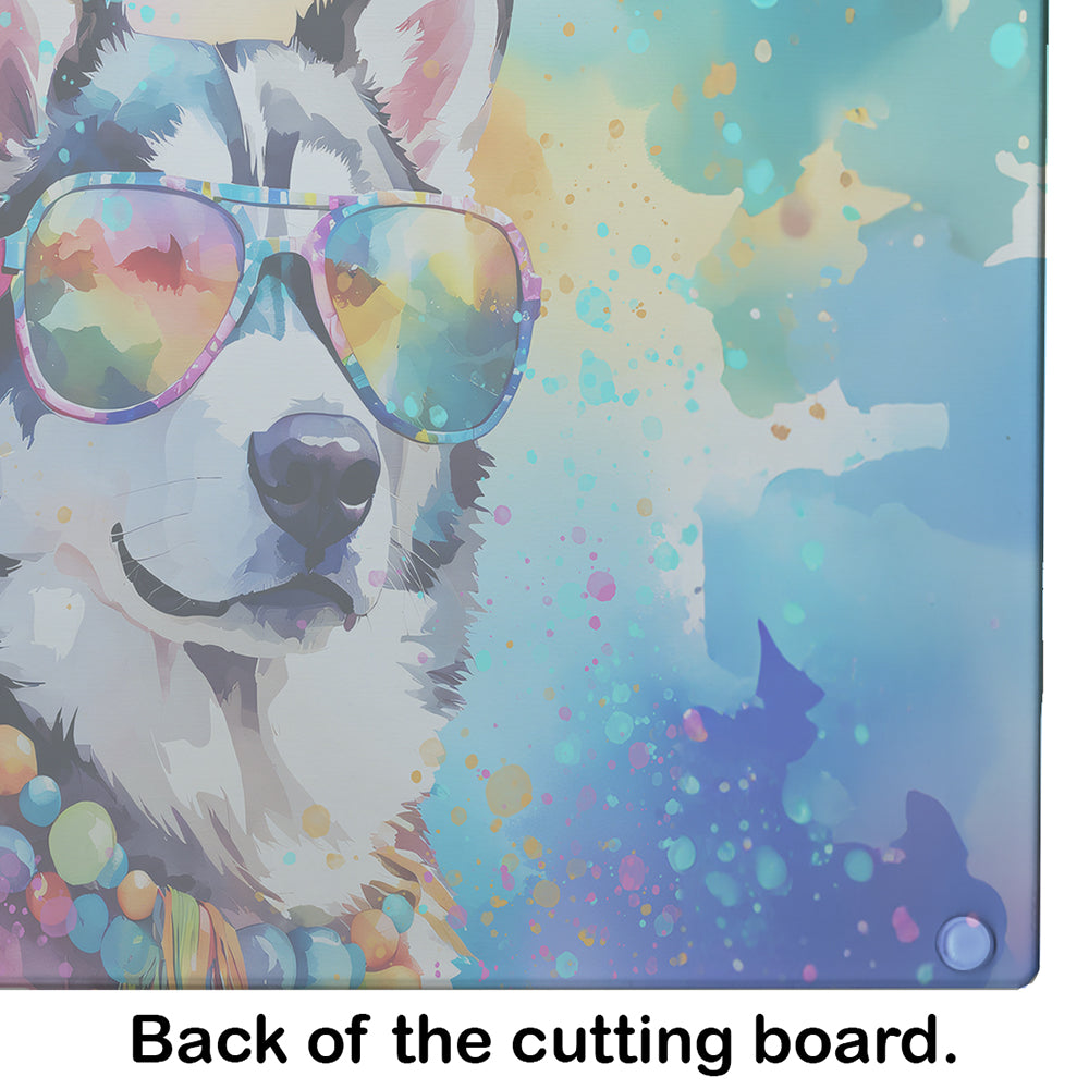 Siberian Husky Hippie Dawg Glass Cutting Board