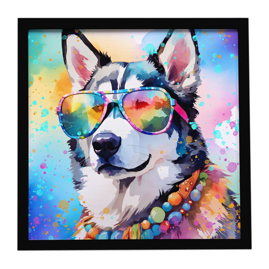 Buy this Siberian Husky Hippie Dawg Framed Metal Print