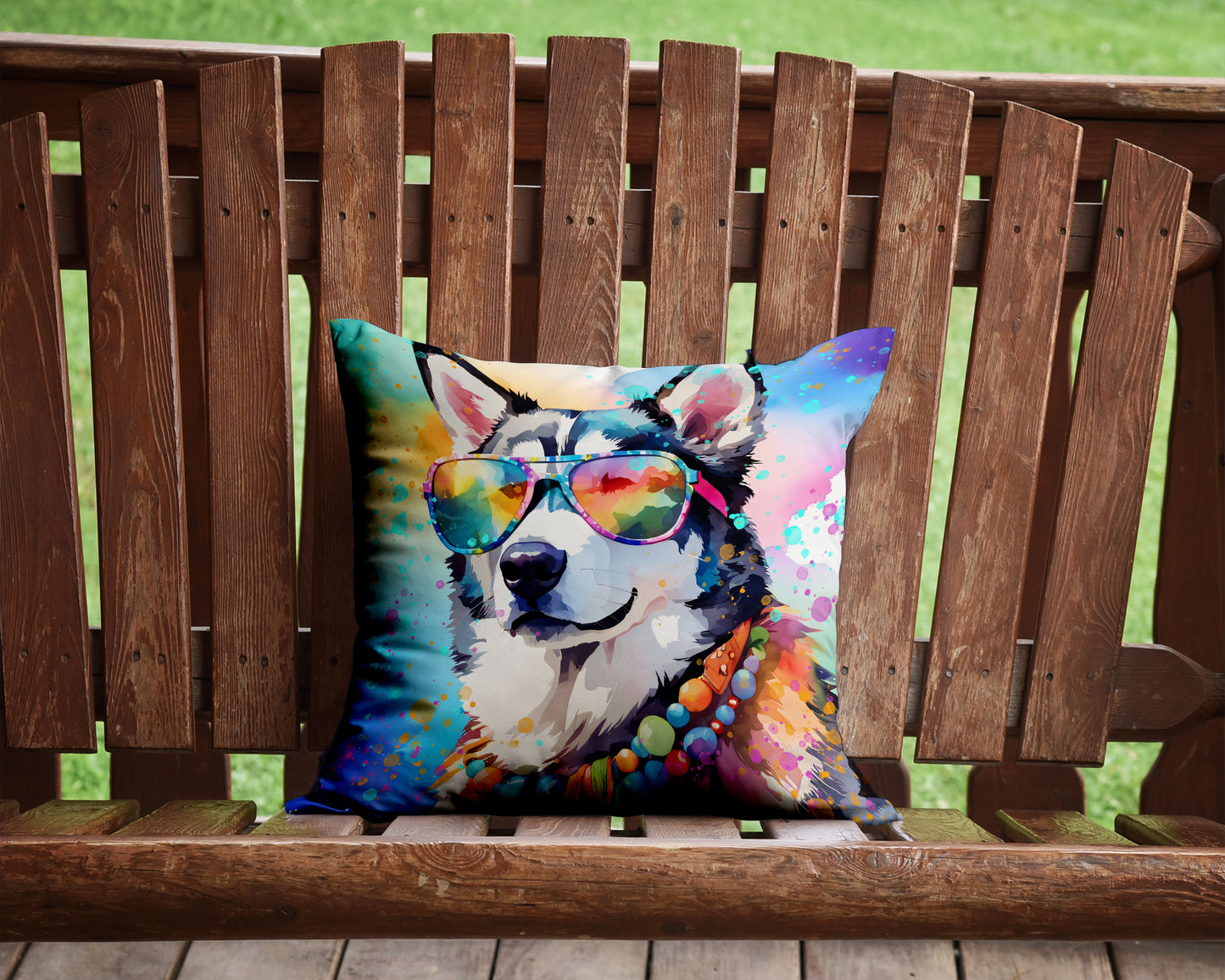 Siberian Husky Hippie Dawg Throw Pillow