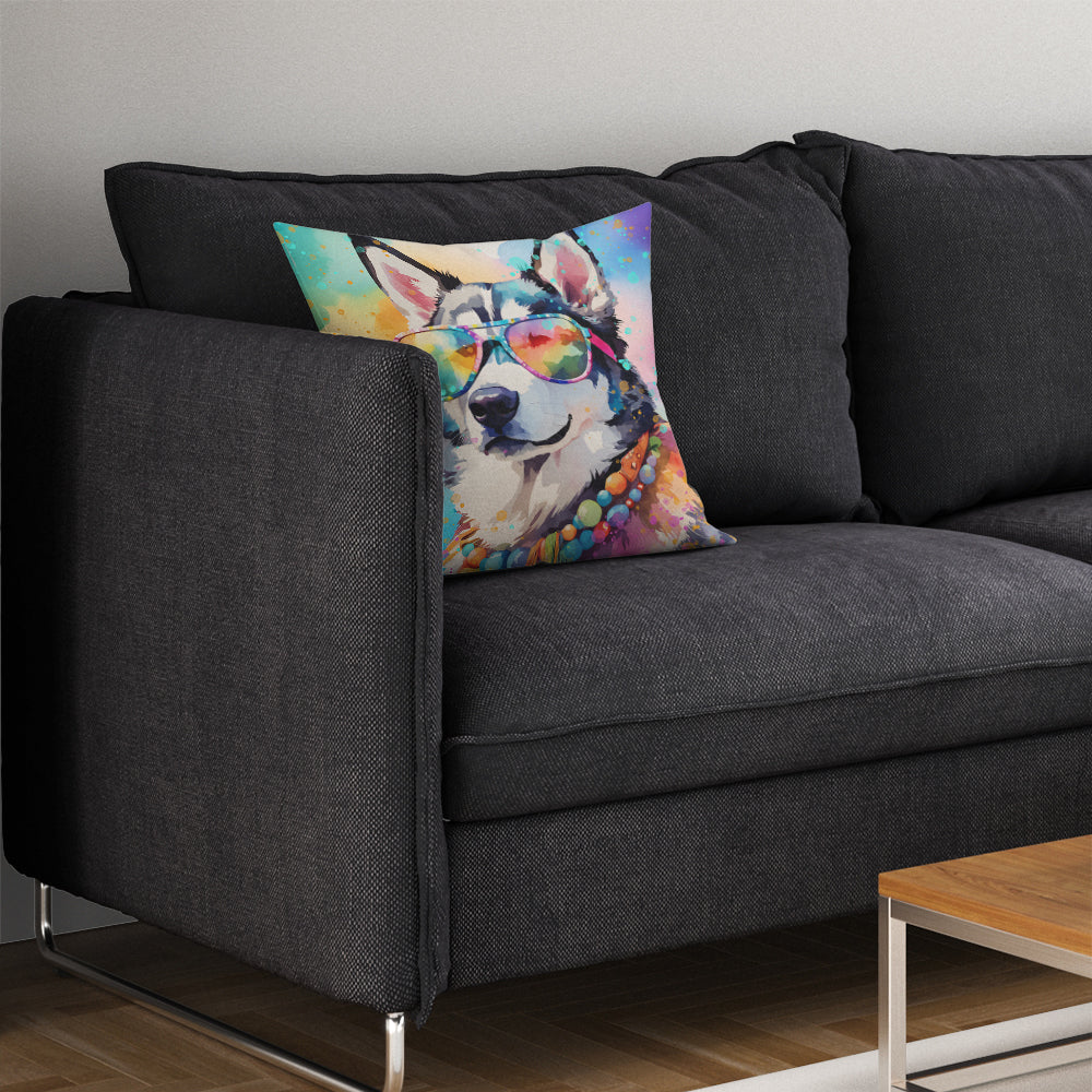 Siberian Husky Hippie Dawg Throw Pillow