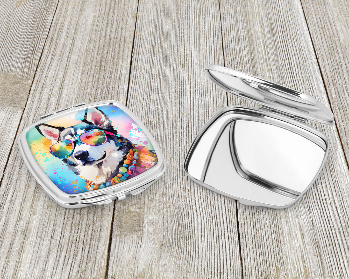 Siberian Husky Hippie Dawg Compact Mirror