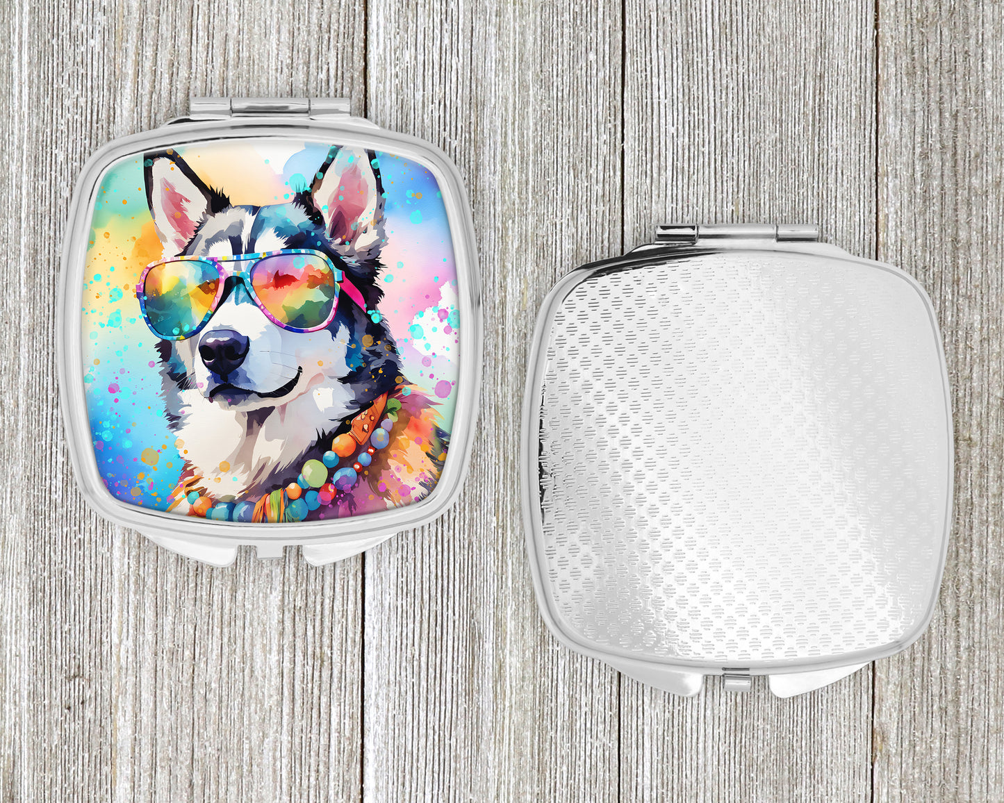 Siberian Husky Hippie Dawg Compact Mirror