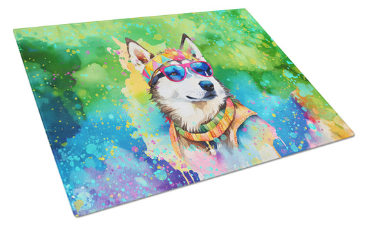 Buy this Siberian Husky Hippie Dawg Glass Cutting Board