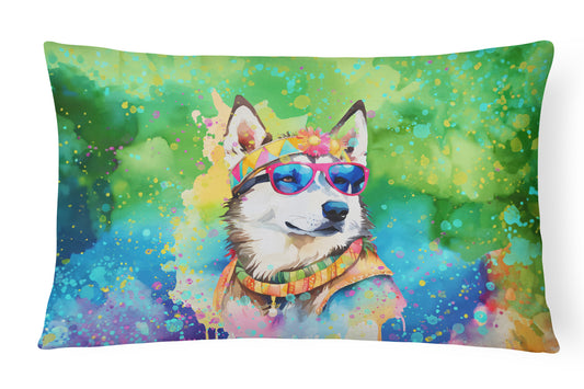 Buy this Siberian Husky Hippie Dawg Throw Pillow