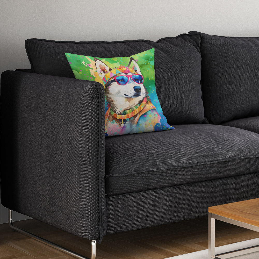 Siberian Husky Hippie Dawg Throw Pillow