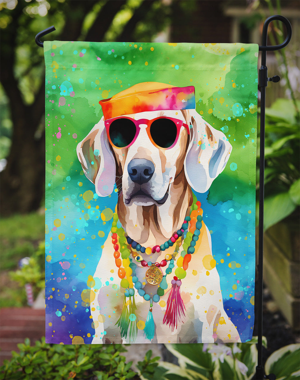 Weimaraner Hippie Dawg Garden Flag