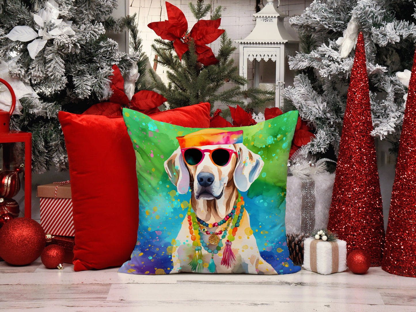 Weimaraner Hippie Dawg Throw Pillow