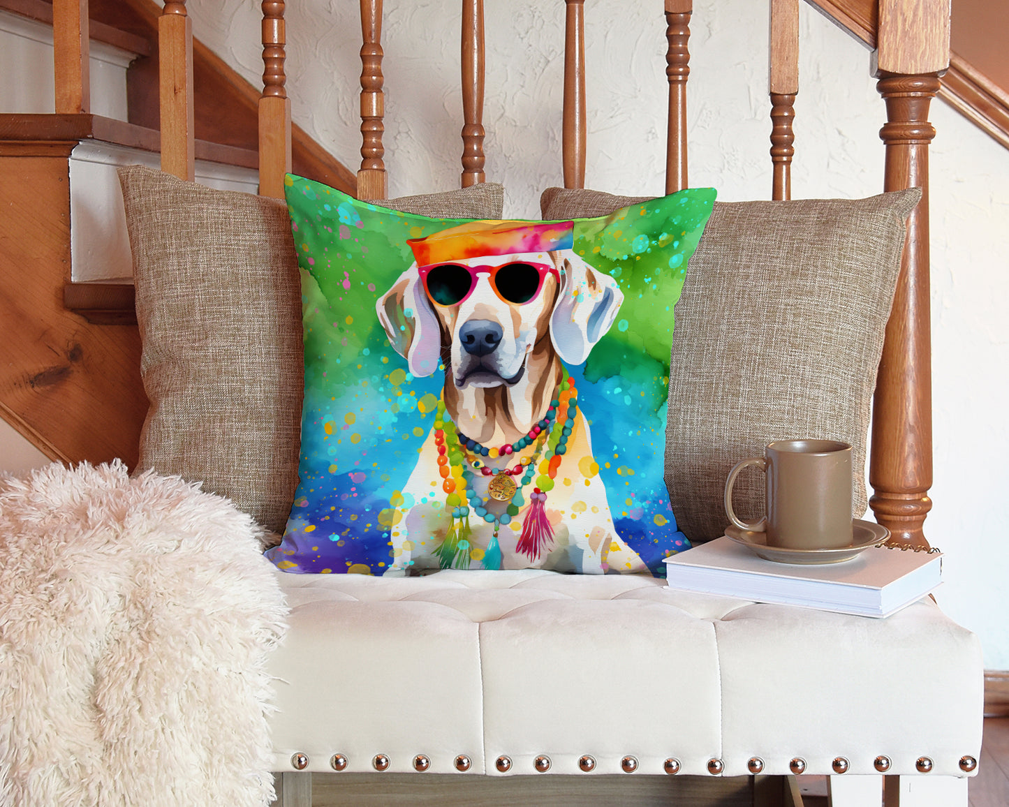 Weimaraner Hippie Dawg Throw Pillow