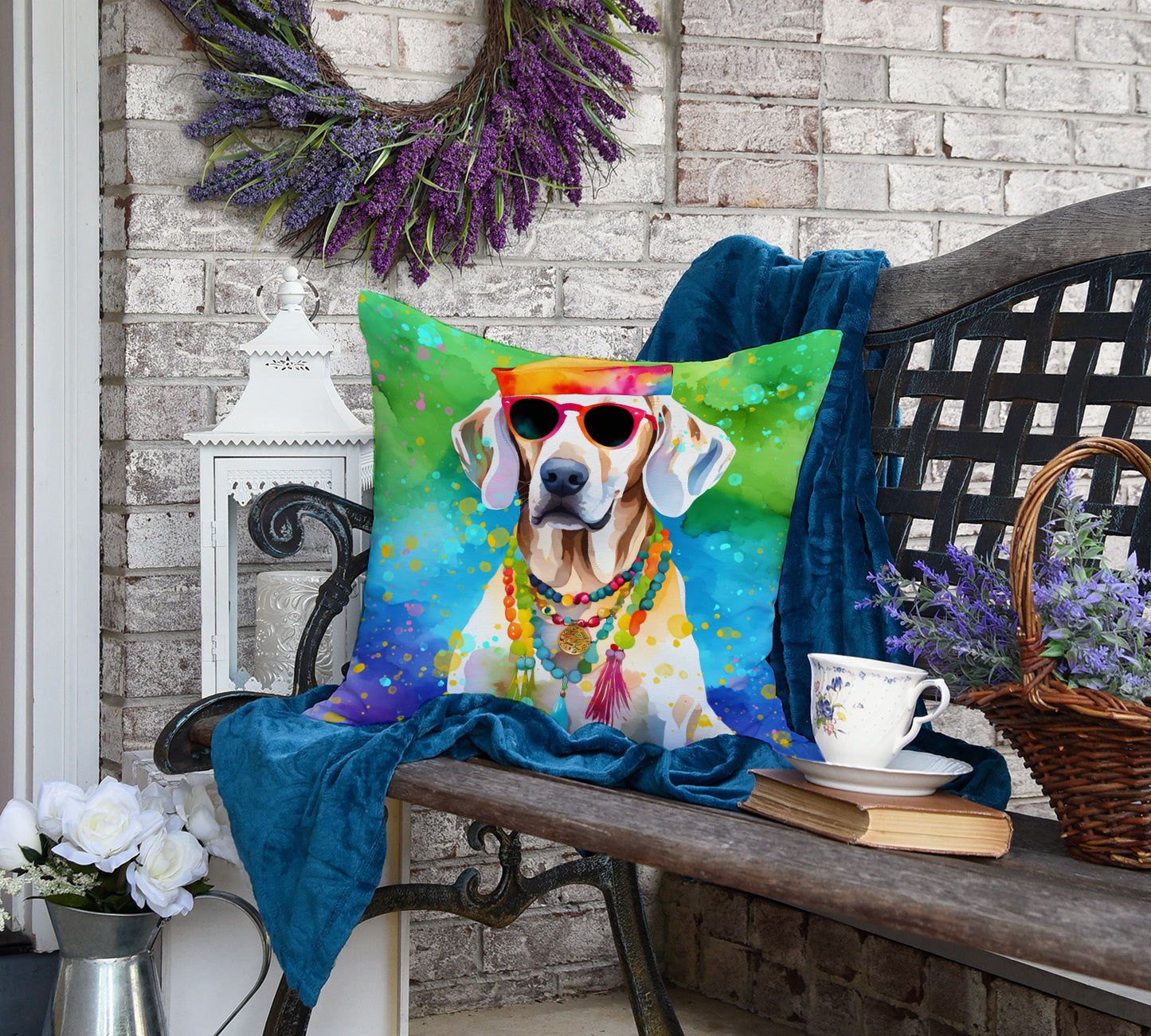 Weimaraner Hippie Dawg Throw Pillow