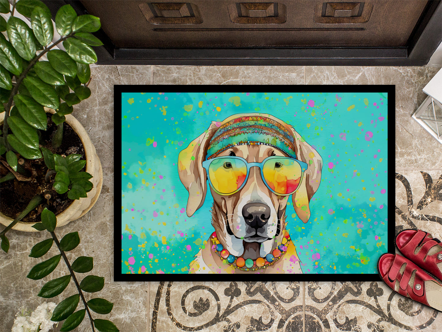 Weimaraner Hippie Dawg Doormat