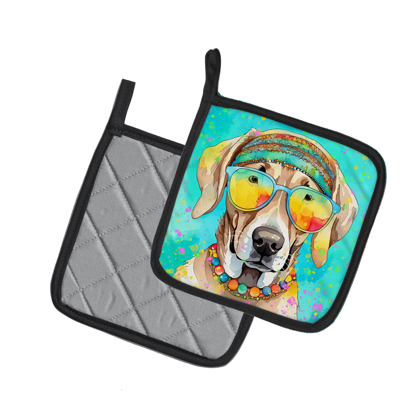 Weimaraner Hippie Dawg Pair of Pot Holders