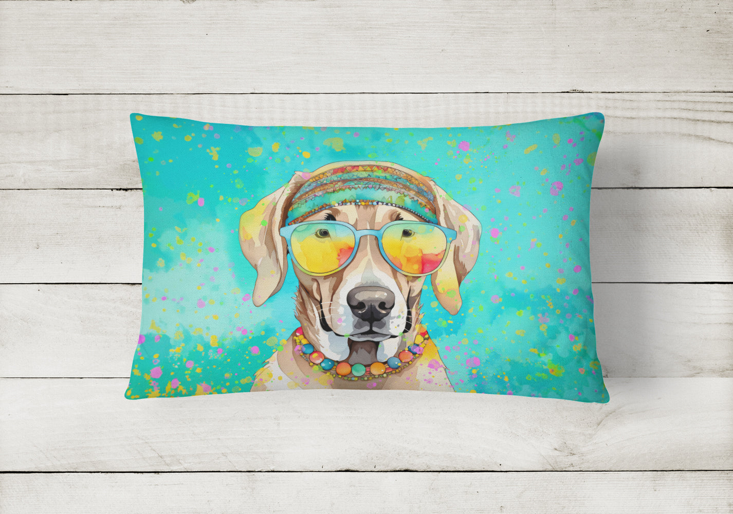 Weimaraner Hippie Dawg Throw Pillow