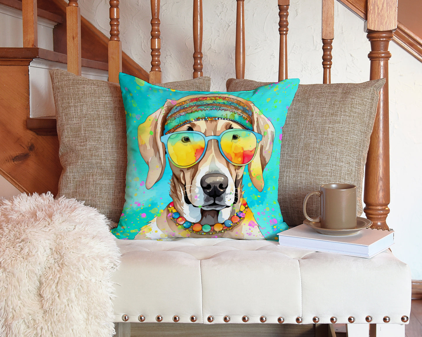 Weimaraner Hippie Dawg Throw Pillow