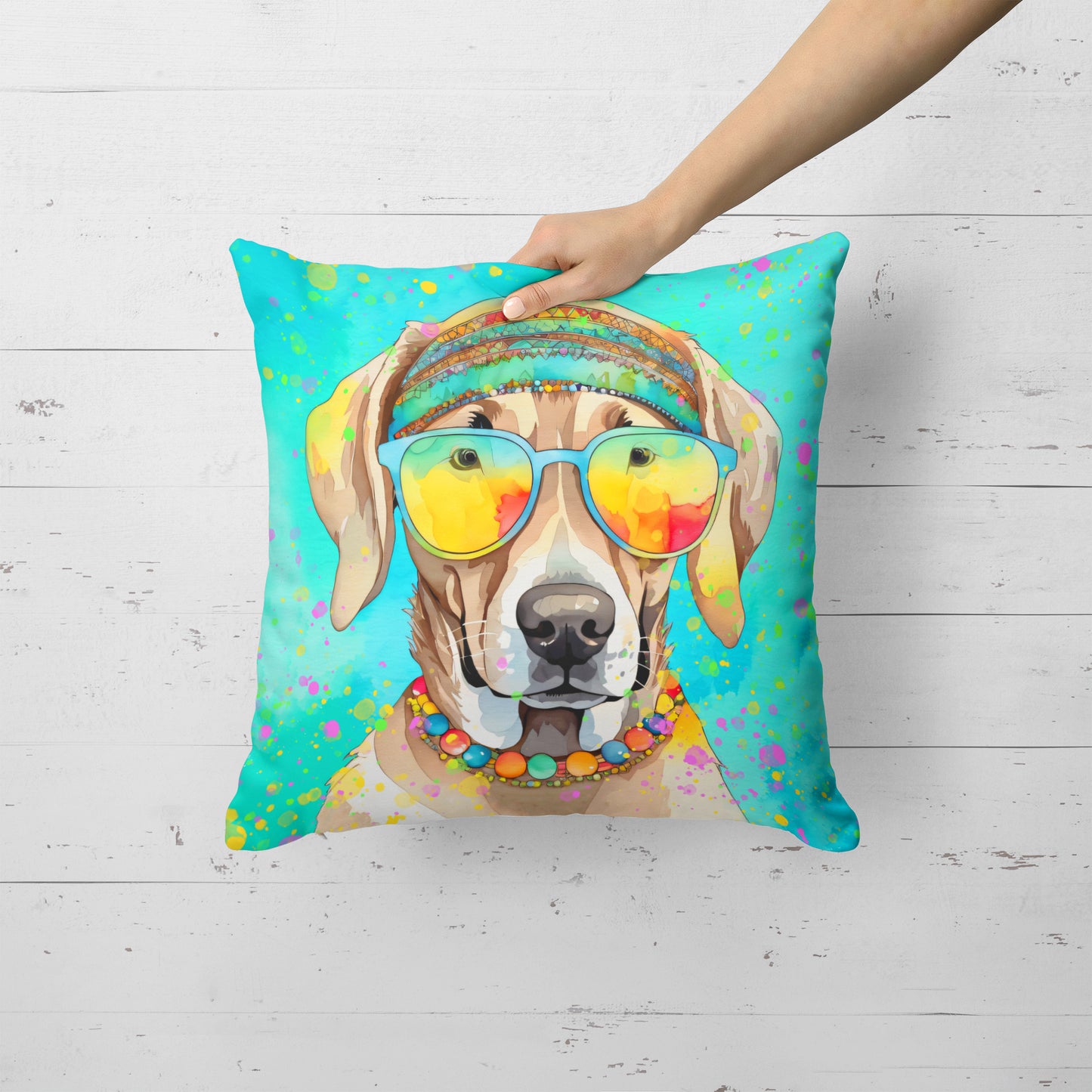 Weimaraner Hippie Dawg Throw Pillow