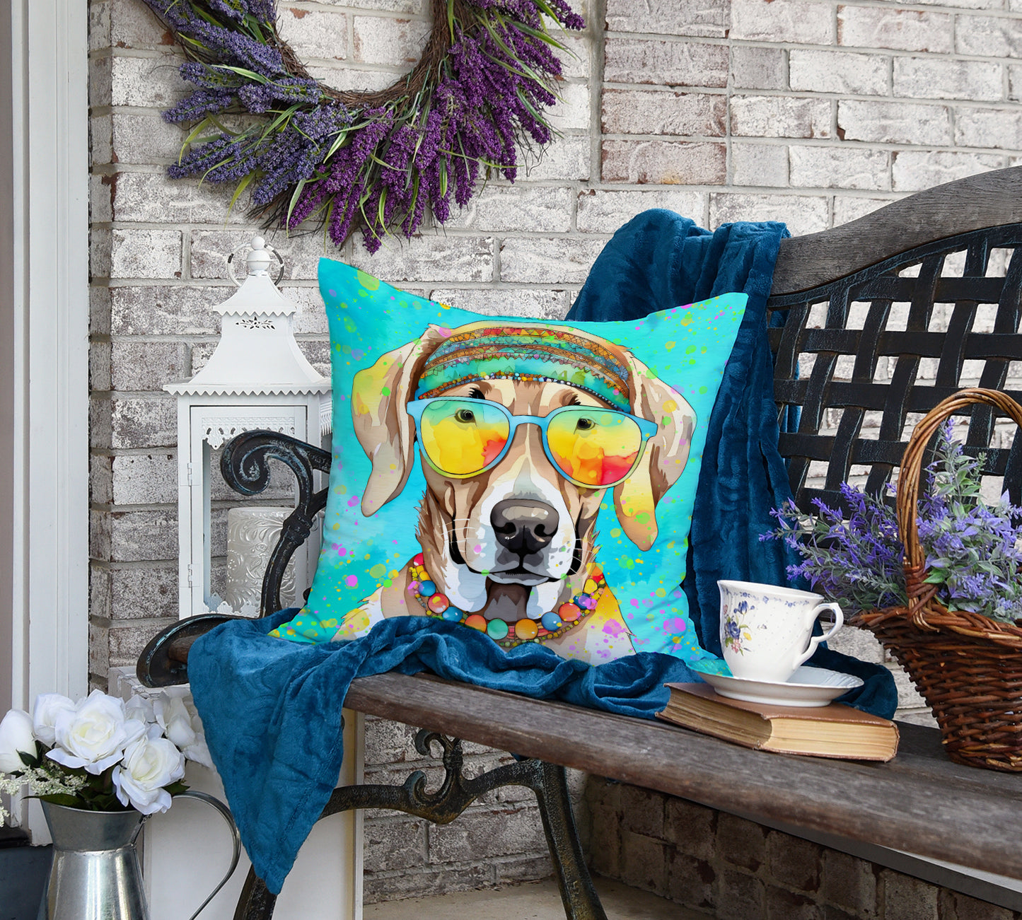 Weimaraner Hippie Dawg Throw Pillow