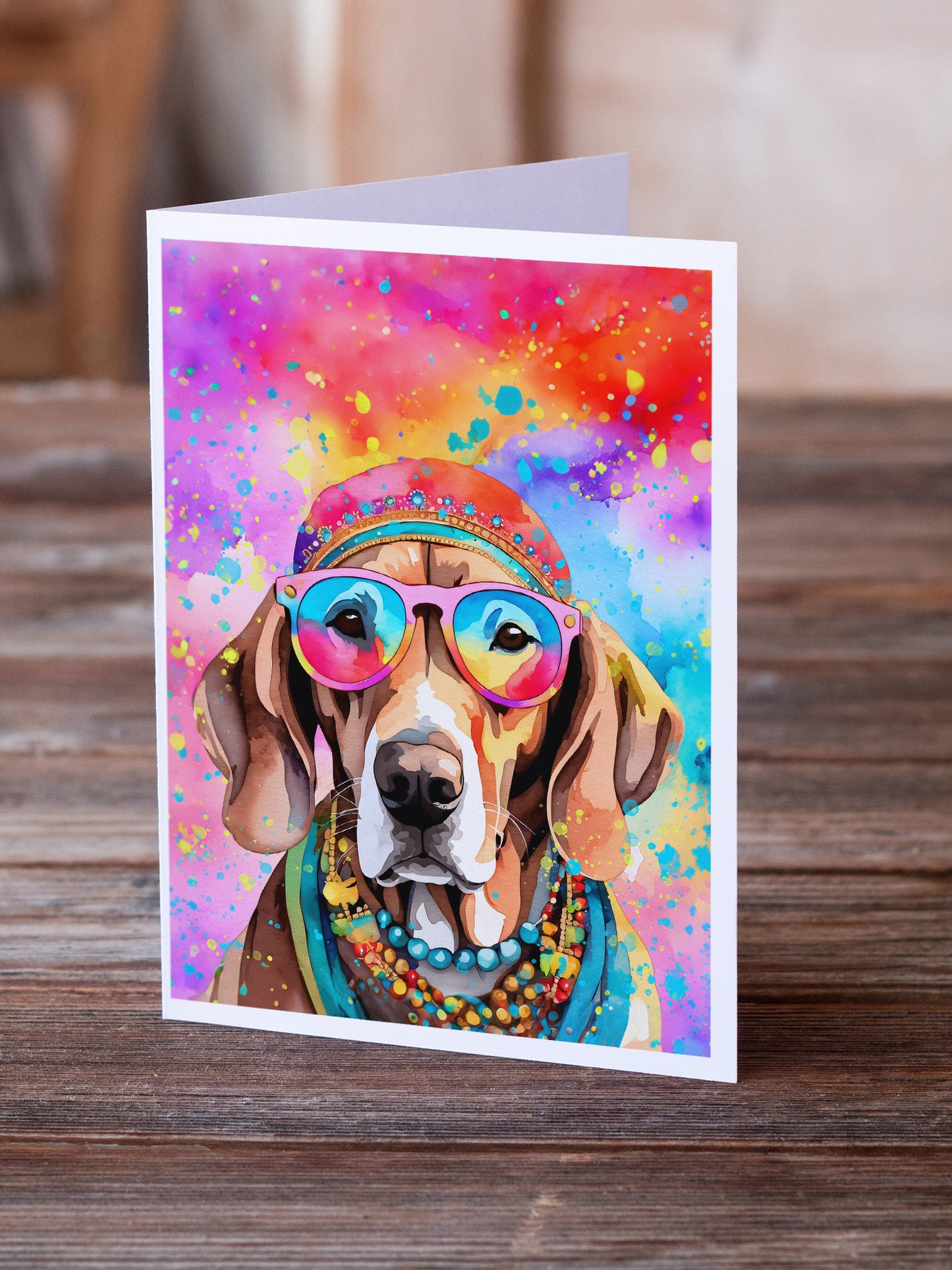 Weimaraner Hippie Dawg Greeting Cards Pack of 8
