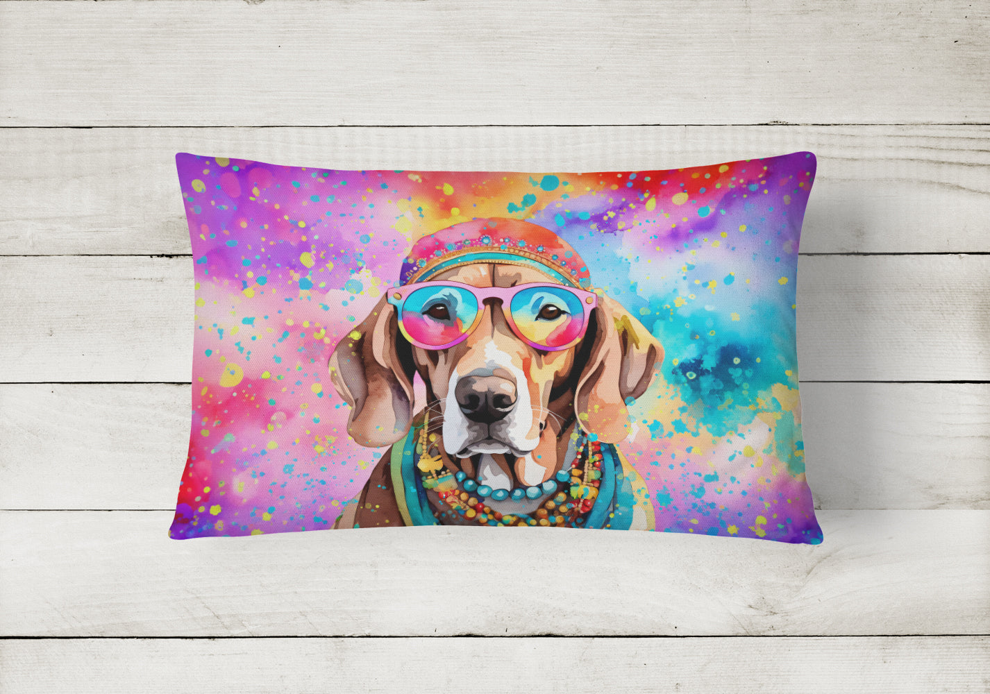 Weimaraner Hippie Dawg Throw Pillow