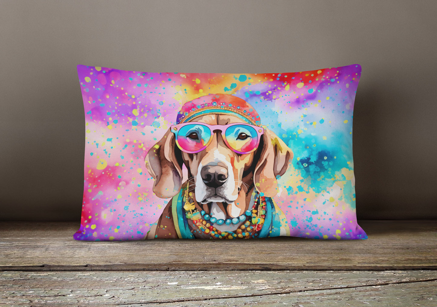 Weimaraner Hippie Dawg Throw Pillow