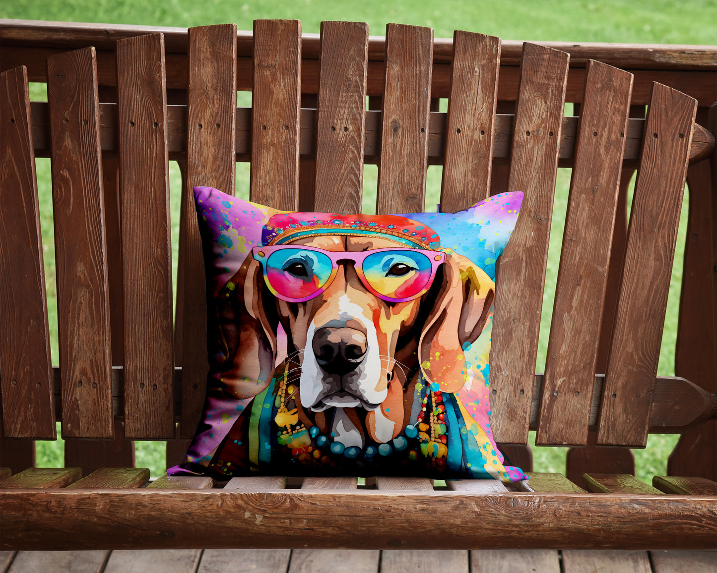 Weimaraner Hippie Dawg Throw Pillow