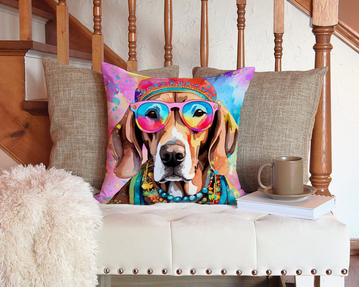 Weimaraner Hippie Dawg Throw Pillow