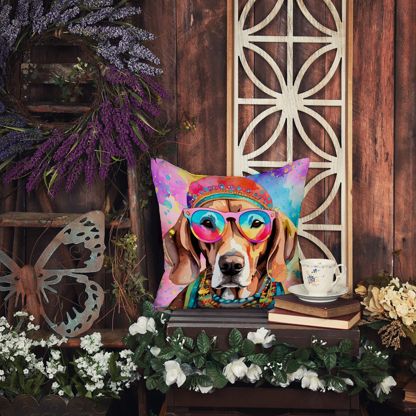 Weimaraner Hippie Dawg Throw Pillow